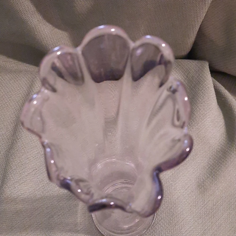 Vintage clear  thrown glass vase beautiful about 12 inches